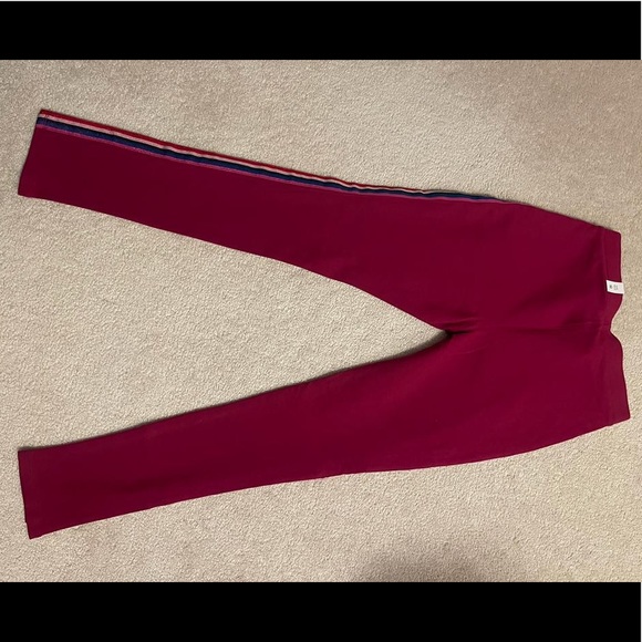 Girls Burgundy 5-Stripped Leggings - Picture 3 of 5